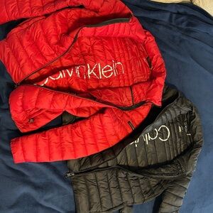 Calvin Klein Red and Black Puffers